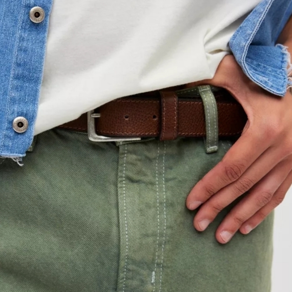 Basic Men's Leather Belt, Color Brown, Retail Price $35.00 USD, Size S & M